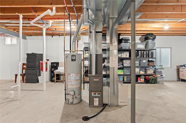 utility room featuring gas water heater