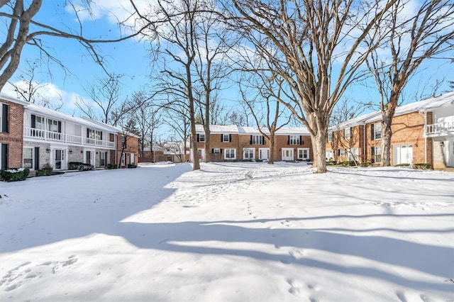 view of yard covered in snow