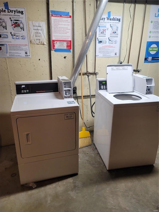 shared laundry area featuring separate washer and dryer