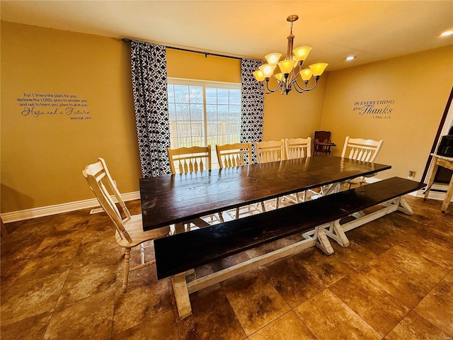 dining room featuring an inviting chandelier