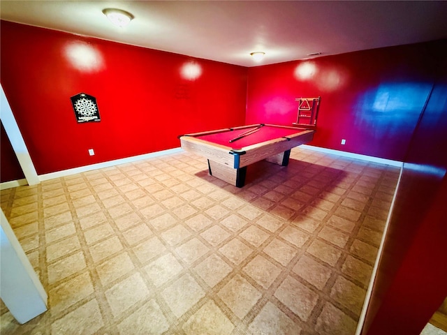 recreation room featuring billiards