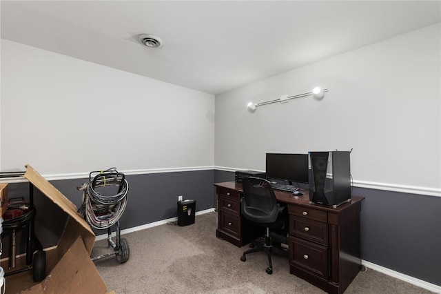 home office with carpet floors