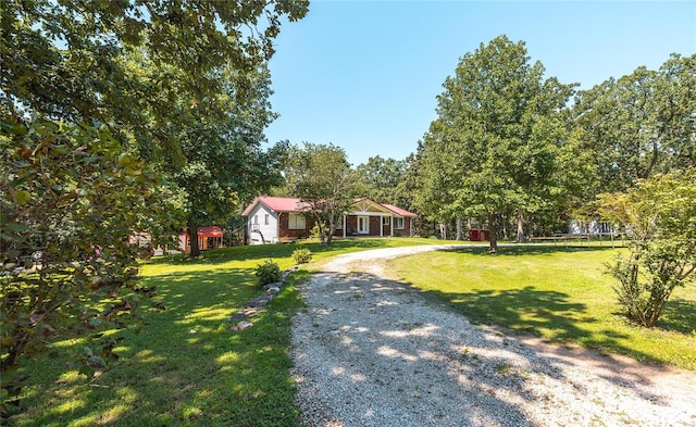 view of front of home with a front yard