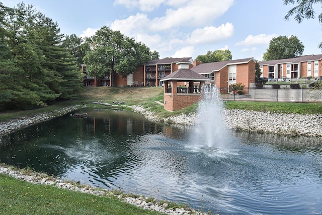 view of water feature featuring a gazebo