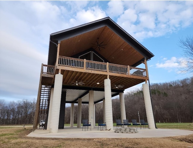 view of community with a patio