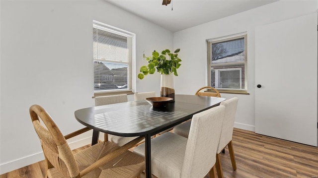 dining area featuring hardwood / wood-style flooring