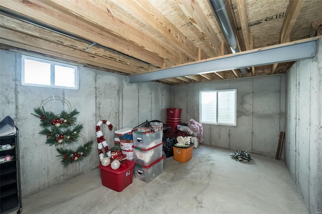 basement featuring plenty of natural light