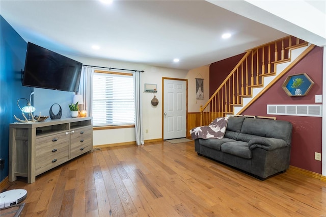 living room with light wood-type flooring