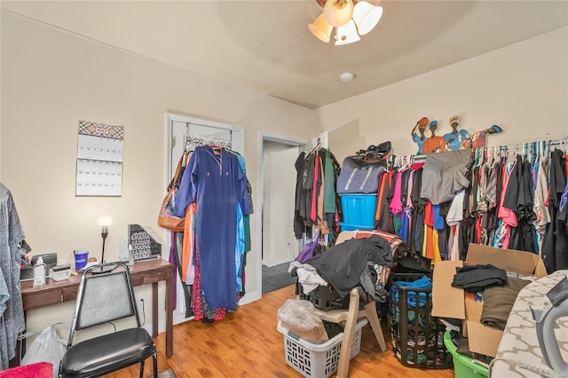 walk in closet featuring light wood-type flooring