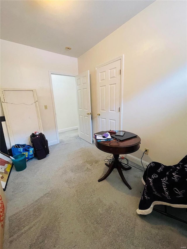 sitting room with carpet flooring