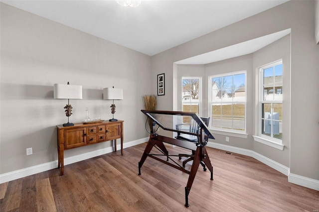 home office featuring hardwood / wood-style flooring