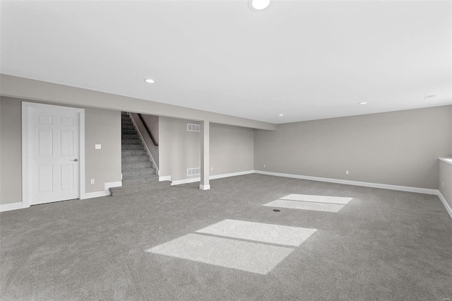 basement with carpet