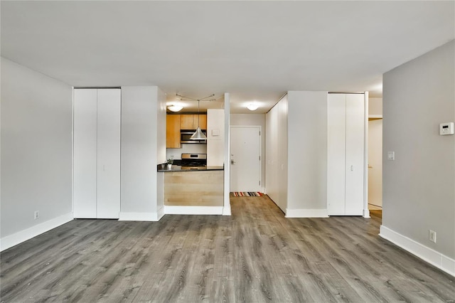 unfurnished living room featuring light hardwood / wood-style floors