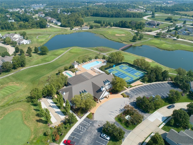 bird's eye view featuring a water view