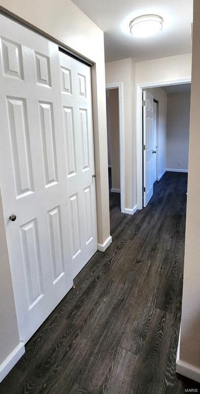 corridor with dark hardwood / wood-style floors