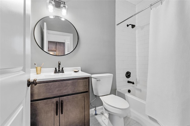 full bathroom featuring vanity, toilet, and shower / bath combo with shower curtain