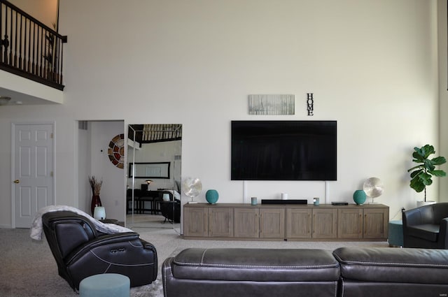 living room with light colored carpet