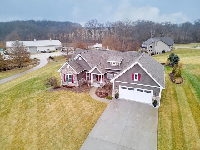 view of front of home featuring a porch and a front yard