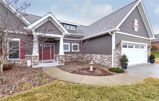 craftsman inspired home featuring a garage