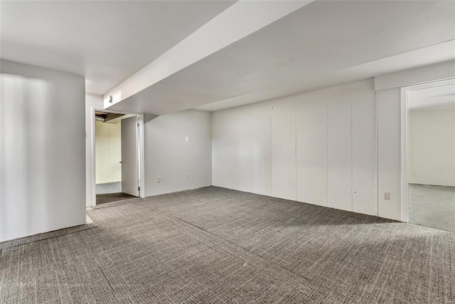 basement with carpet flooring