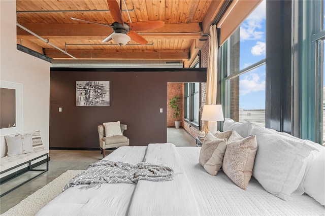 bedroom featuring wooden ceiling