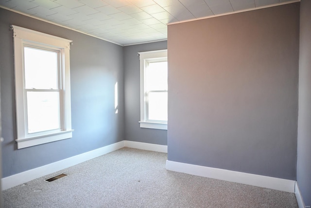 carpeted empty room featuring a wealth of natural light