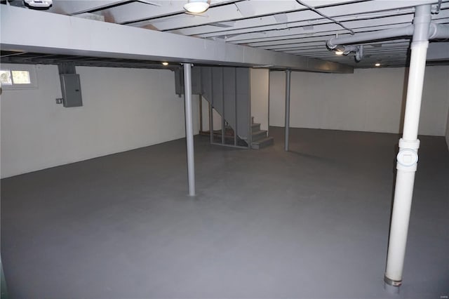 basement with electric panel