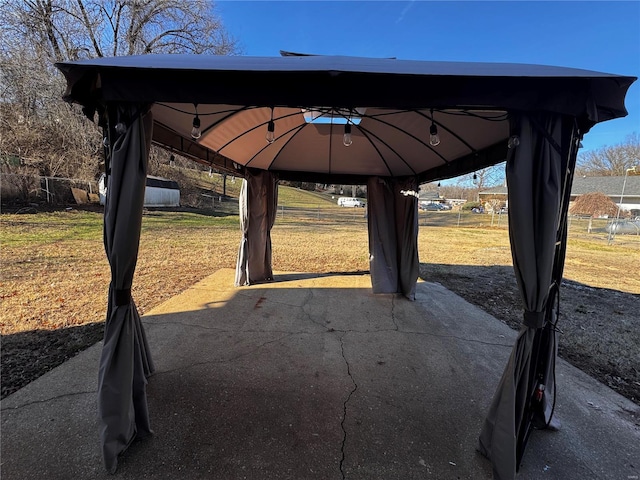 view of patio / terrace featuring a gazebo