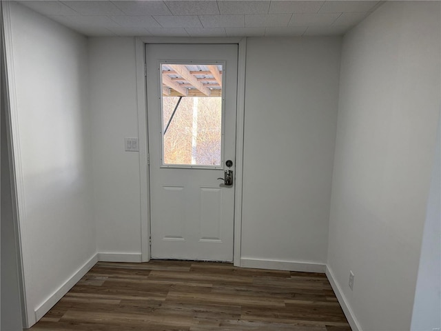 doorway to outside with dark wood-type flooring