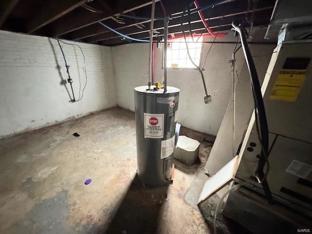 basement with water heater