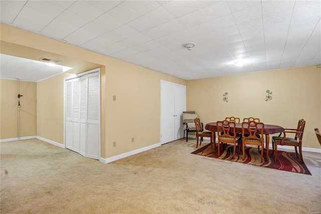 view of carpeted dining room