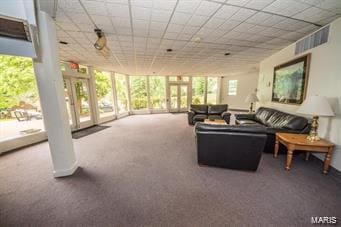 living room featuring carpet flooring