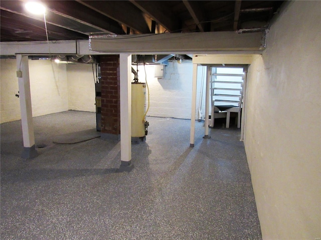 basement with water heater