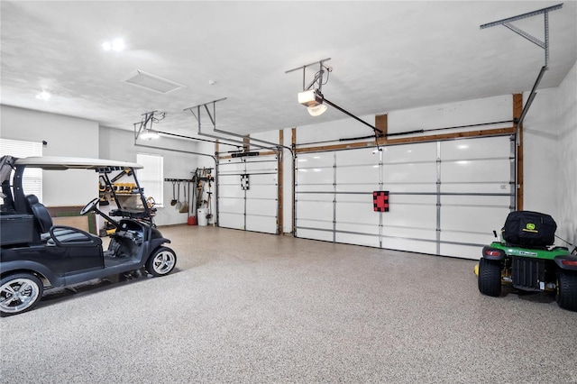 garage with a garage door opener