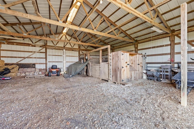 garage with metal wall