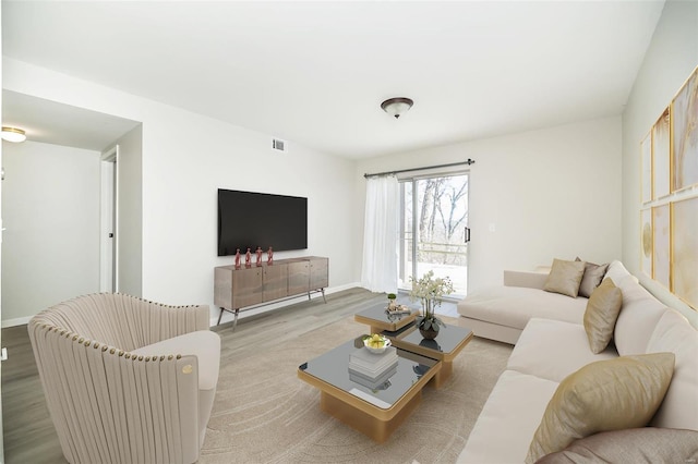 living room featuring light hardwood / wood-style flooring