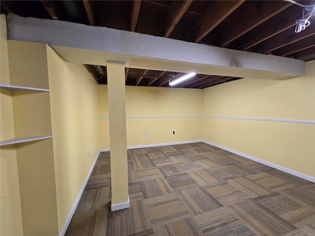 basement with carpet floors