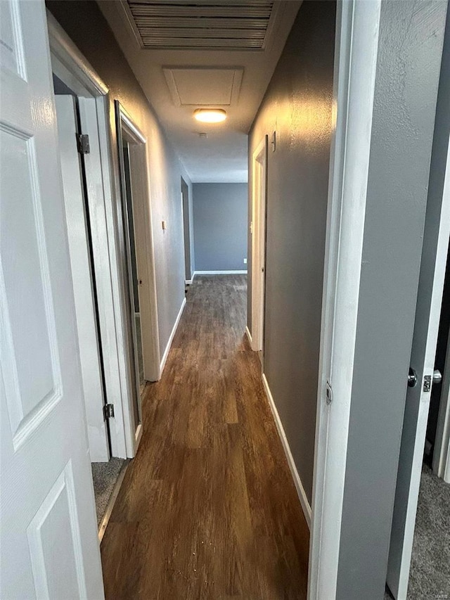 corridor featuring dark hardwood / wood-style floors