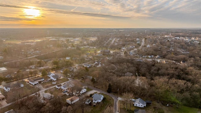 view of aerial view at dusk