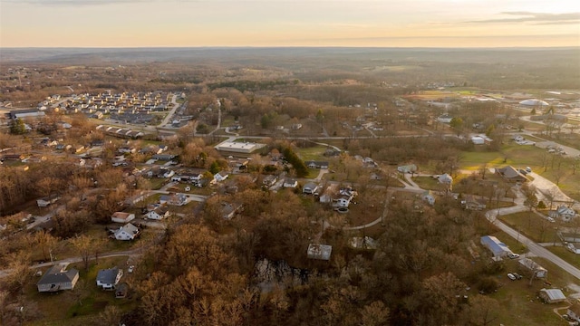 view of aerial view at dusk