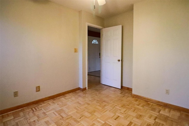 spare room featuring light parquet floors