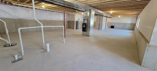 basement with heating unit