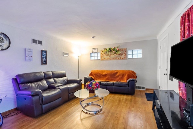 living room with hardwood / wood-style floors