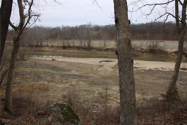 view of yard with a rural view and a water view