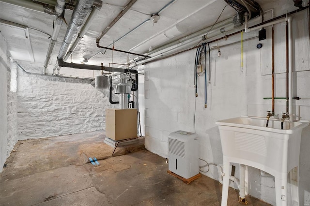 basement with sink