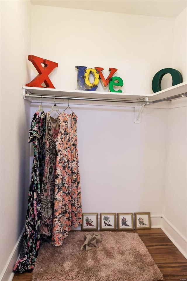 spacious closet featuring hardwood / wood-style floors