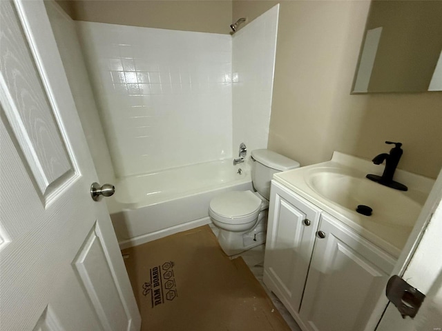 full bathroom with shower / tub combination, vanity, and toilet