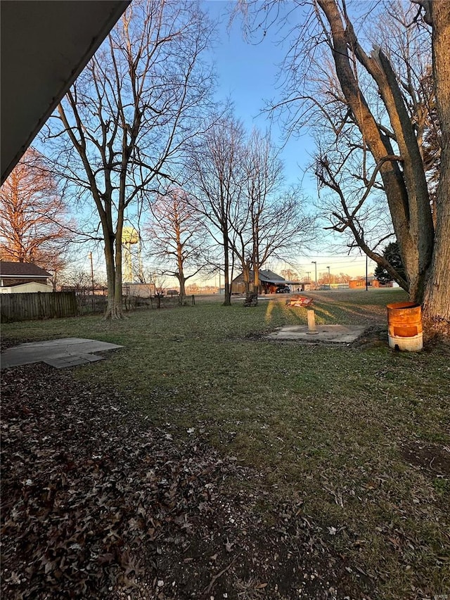 view of yard at dusk