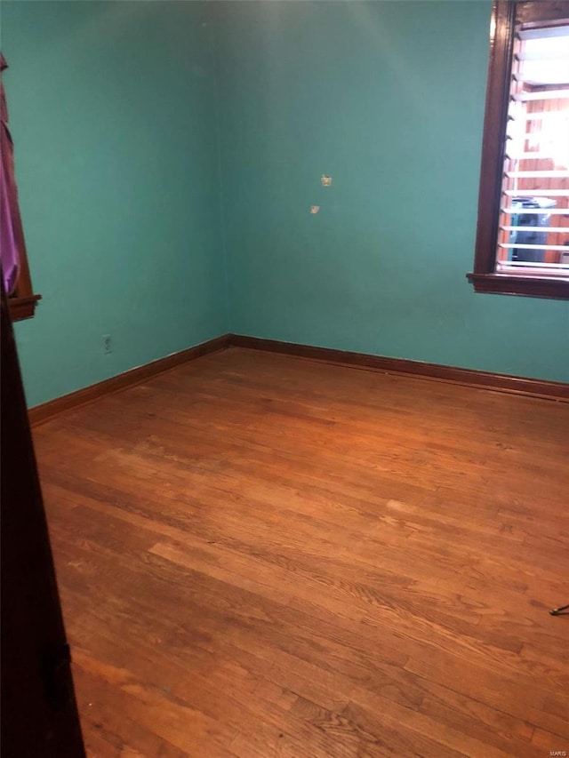 spare room featuring wood-type flooring