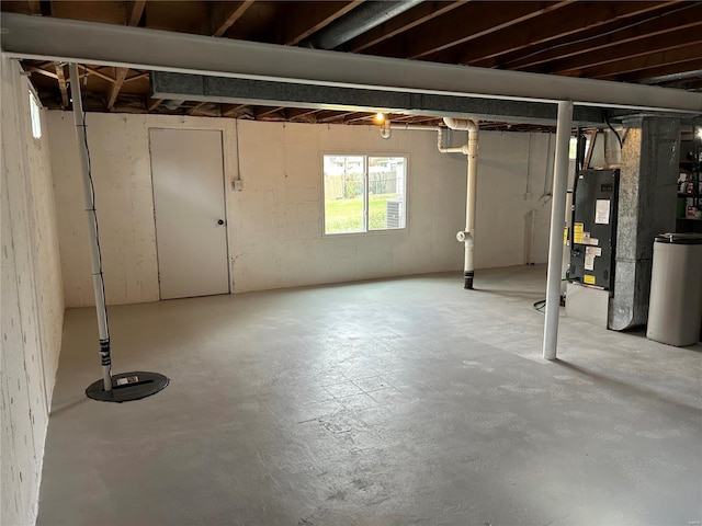 basement with heating unit